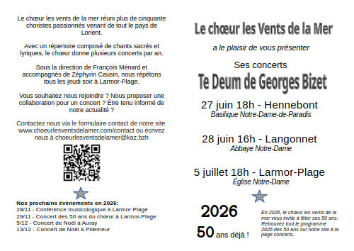 Programme concerts te deum bizet
